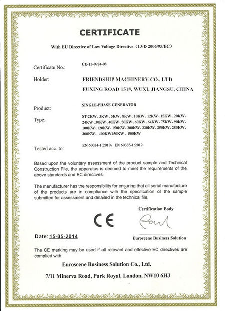 China Friendship Machinery Co., Ltd certificaciones